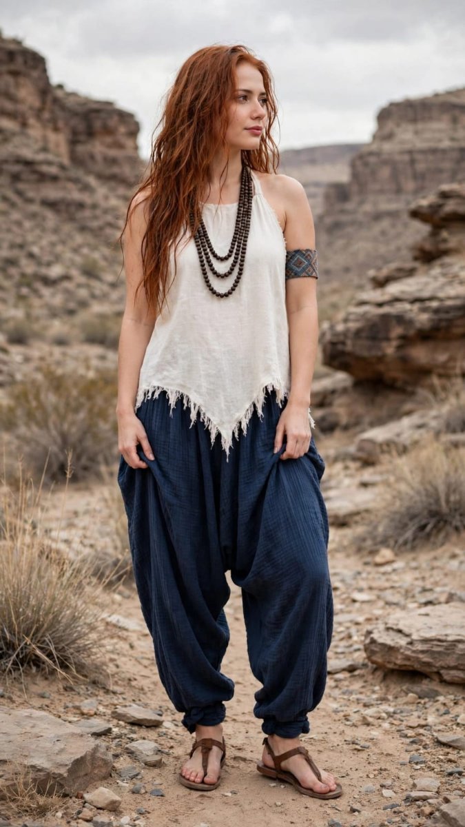 Desert Boho Harem Pants Look - Sanjanaa Arole AI Prompt Visual
