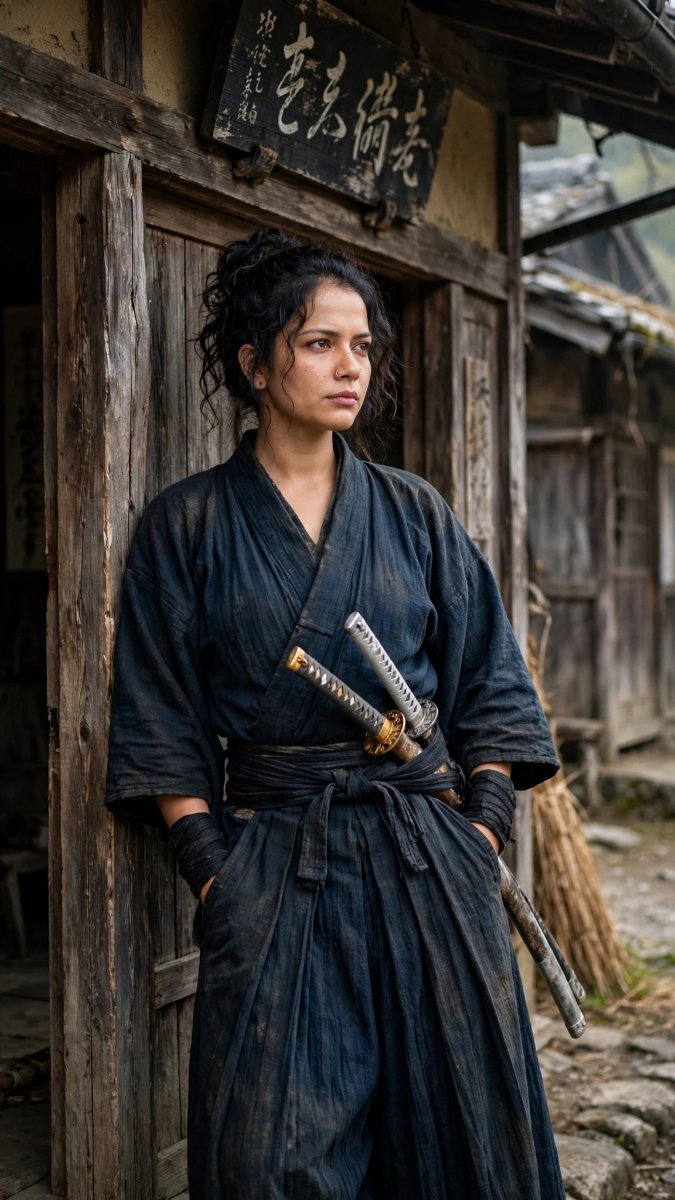 Fierce Sanjanaa Arole samurai AI Prompt Visual