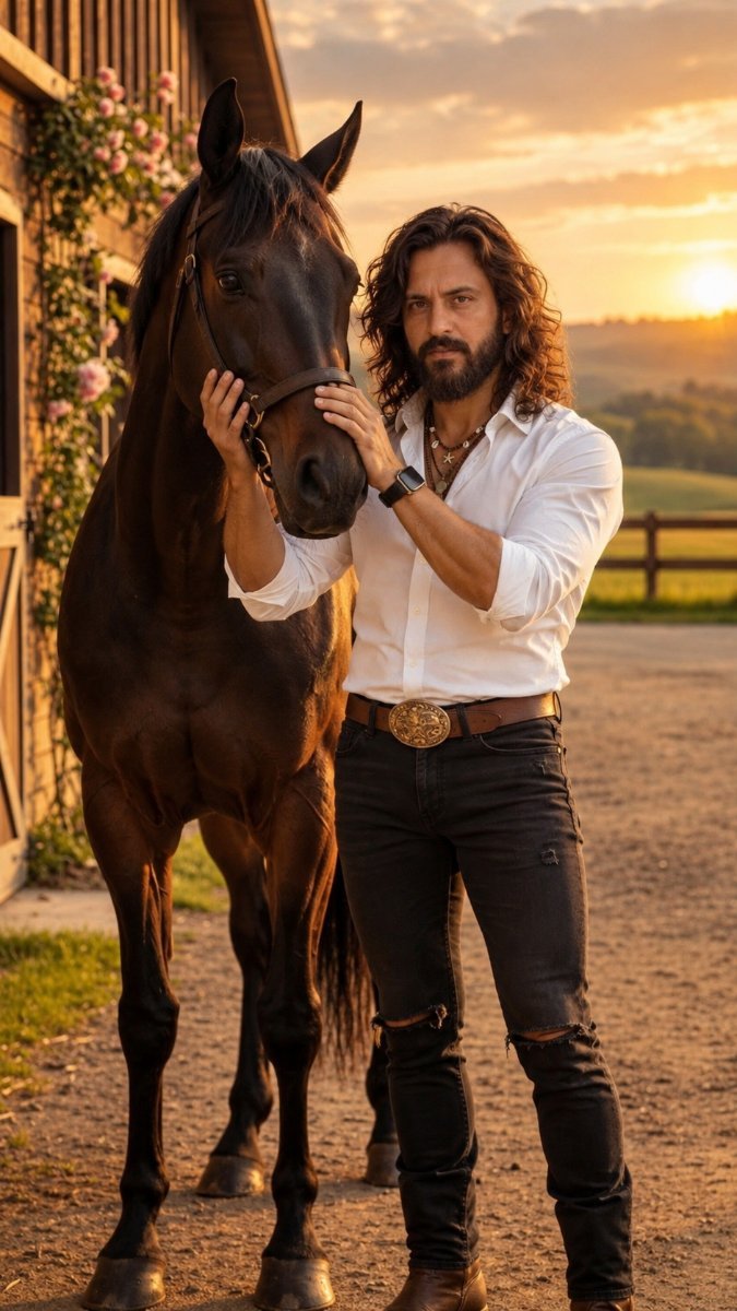 Diinesh Patel standing with horse AI Prompt Visual
