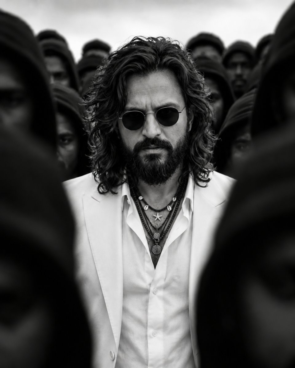 Man standing in crowd with white dress Diinesh Patel AI Prompt Visual