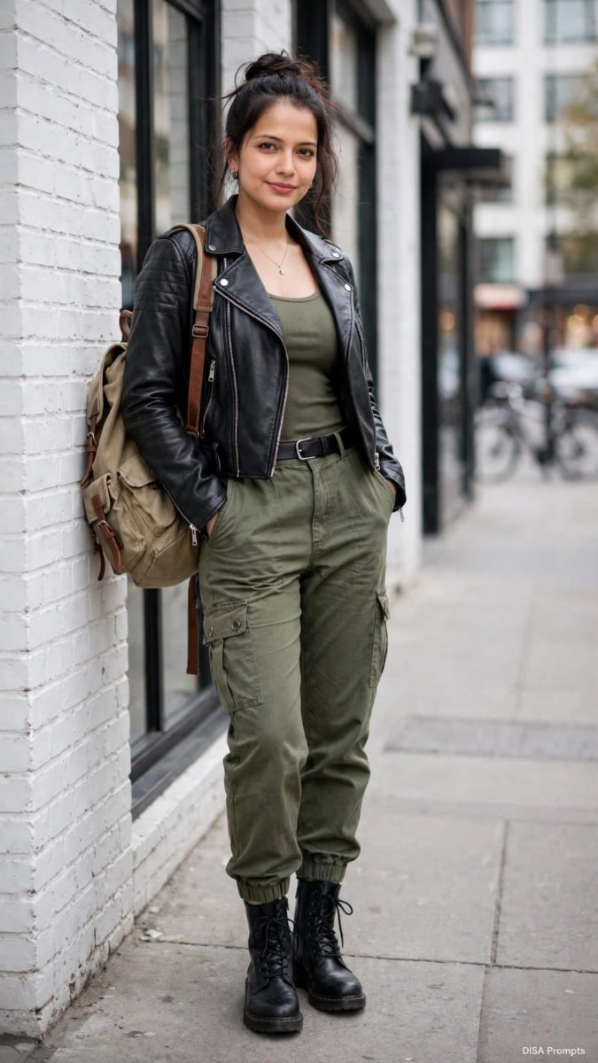 City Street Cargo Biker Girl  Sanjanaa Arole AI Prompt Visual