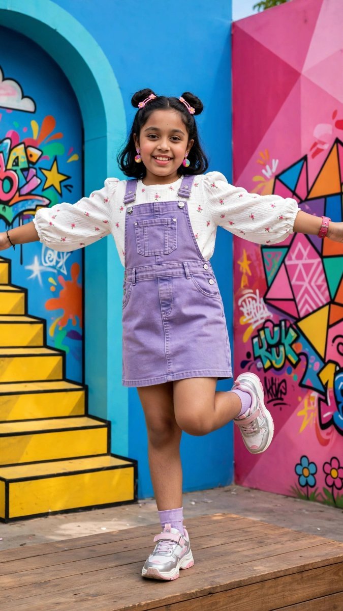 Playful Mural Pose - Sanjanaa Arole AI Prompt Visual